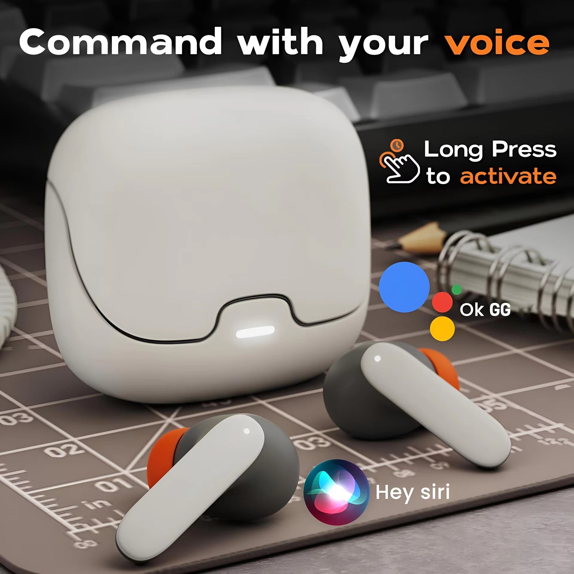 TWS Wireless Earphones 5.4 Bluetooth Ultra-low Latency Dual Microphone ENC Noise Cancelling in Ear Bluetooth Earphones